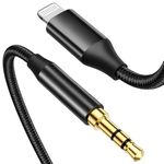 UBRONIK® Black Aux Cord for Car Stereo [Certified], 3FT lightning to aux 3.5mm Audio Nylon Cable for iphone 14 13/12/11/XS/XR/X 8 7/iPad/iPod to Speaker, Home Stereo, Headphone, Car