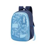 Safari Triplex 1, 37L Casual Backpack with Armor Base, 3 Compartments, Bottle Holder Pocket, Front Pocket, Printed School Bag for Boys and Girls, College Backpack, Office Bag, Travel Bag, Pearl Blue
