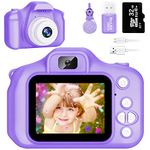 Kids Camera for Boys and Girls, SINEAU Digital Camera for Kids Toy Gift, Toddler Camera Birthday Gift for Age 3 4 5 6 7 8 9 10 with 32GB SD Card, Video Recorder 1080P IPS 2 Inch(Purple)