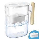 Waterdrop PT-04C Chubby Water Filter Jug, 3 Months Filter, 3.5L, NSF Certified, Reduces Fluoride, Chlorine and More, BPA Free, Sturdy Wooden Handle, Clear