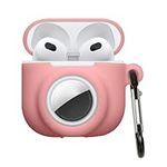 kwmobile Case Compatible with Apple Airpods 4 - Silicone Cover Compatible with AirTag - Storage with Carabiner - Dusty Pink