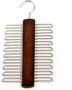 Closet Spice Wood Tie Hanger, 20 Tie Organizer Rack Hanger on Premium (Retro) Solid Wooden Hanger, Sturdy Tie Holder, 360 Degree Swivel Hook for Clothes Storage & Organization of Ties, Belts, Scarves