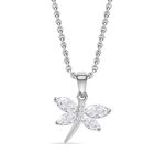 Ornate Jewels 925 Silver AAA Grade American Diamond Butterfly Pendant Necklace with Chain for Women and Girls Jewellery Gifts