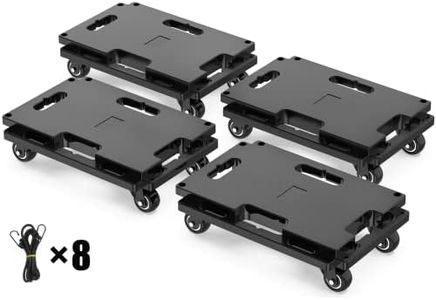 SOLEJAZZ Moving Furniture Dolly Connectable, 440 LBS Capacity Piano Moving Dolly, Heavy Duty 4 Wheel Moving Cart for Moving Heavy Furniture, Black, 4 Pack