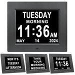 Jaihonda Calendar Dementia Clocks for Seniors,Clock with Day and Date for Elderly,Memory Loss Clock with Auto Dimmer,8 Alarm Options,Non-Abbreviated Day & Month,Large Number Digital Clocks