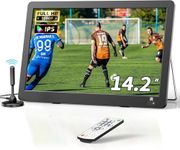 Desobry 14.2 Inch LCD 1080p Portable TV with freeview, outdoor tv, DVB/T2 Tuner, Rechargeable Battery Operated, Built-in TV Stand, HDMI Input, USB, AV