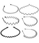 Hair Bands for Men, Headband, 6 PCS Metal Headband Black Hair Hoop Spring Wave Hairband Multi-Style Unisex Flexible Headbands Accessories