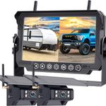 RV Trailer Wireless Backup Camera: 2 Cameras Plug and Play for Furrion Pre-Wired System Recording 7" Sensitive Touch Key Monitor HD 1080P Truck Camper Fifth Wheel Rear View Cam 4 Channels