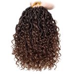 Mscat 8 Packs 10 Inch Faux Locs Crochet Hair Short Bohemian River Locs Crochet Braids Pre Looped Ombre Hippie Locs With Curly Ends Hair Extension (14Strands/Pack T30#)