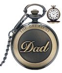 SRXWO Pocket Watch and Chain for Men, Vintage Quartz Dad Pocket Watches with Chain Retro Gifts for Fathers Day