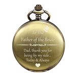 TREEWETO Mens Engraved Pocket Watch for Father of The Bride Gifts from Daughter Bronze Pocket Watches Dad of The Bride Gifts Wedding Gift for Father of The Bride