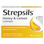 Strepsils Honey & Lemon Lozenges, 36s, Gluten Free, Sore Throat Relief, Soothes Sore Throat, Fights Infection, Works in 5 Mins