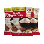 NUTRI TOKRI Ragi Whole Grain Flour 1Kg x Pack of 3 | Gluten Free Chakki Ground Nachni Atta | Soft Fluffy Rotis, Rich in Calcium, Protein & High Fibre | Cholesterol Free Finger Millet Flour - 3kg