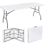 Vivo Technologies Folding Table 4FT 1.2M Camping Catering Table with Carrying Handle Heavy Duty Folding Trestle Table For BBQ Picnic Party