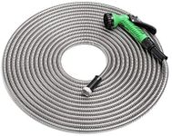 Ethome The World's Toughest Garden Hose, Ultra-Durable SmartSteelTM with 7" Nozzle Gun UK Standard, Lightweight, Ultra Flexible and Tangle Free, Cool to Touch, Tough and Durable