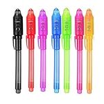 iPang UV Light Pen Set of 7, Invisible Ink Pen Maker, Kids Spy Message Pen with Built-in UV Light for Kids Party Favors Ideas Gifts and Security Marking