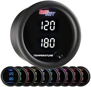 GlowShift 10 Color Digital 300 F Dual Temperature Gauge Kit - for Water, Oil, Transmission Temp - includes Electronic Sensors - 2 Multi-Color LED Displays - Tinted Lens - 2-1/16" (52mm)