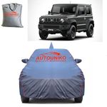 AUTOUNIKO® 100% Waterproof Triple Stiched Full Body Car Cover for Maruti Suzuki Jimny with Mirror and Antena Pocket with Soft Cotton Inside(Full Buttom Elastic)(Grey with Red Piping)