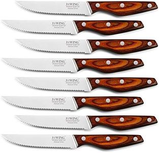 JXWING Professional 8-Piece German High Carbon Stainless Steel Steak Knife Set, Premium Full Tang Steak Knives with Pakkawood Handle