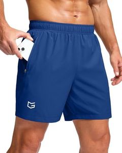 G Gradual Men's Athletic Running Shorts with Zipper Pockets Quick Dry 7"/ 5"/ 9" Workout Gym Shorts for Basketball Hiking(Royal Blue,5L)