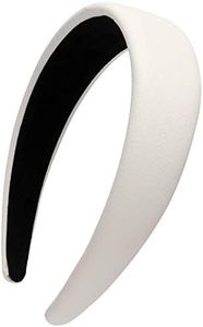 LONEEDY 1.7 Inch Leather Hard Headband Wide Headband Padded Headband Hairband for Women (White)