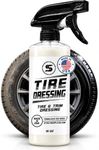 Tire Dressing Spray, Deep Black Finish, No Sling Tire Shine, 16 oz