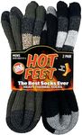 HOT FEET 2 Pairs Thermal Socks for Men, Extreme Cold Boots Socks - Men's Winter Insulated Socks, Cold Weather Socks Size 6-12, Black/Green, One Size