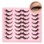 Zegaine Natural False Lashes Cat Eye Fluffy Faux Mink Eyelashes Natural Look 16 Pairs Wispy Lashes that Look Like Extensions 3D Fox Eye Lashes Strips