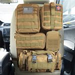 Universal Tactical Car Seat Back Organizer Bag Tactical Molle Vehicle Organizers Panel Gear Accessories with 5 Different Size Molle Pouches for Car Truck Ford Jeep Vehicle (A style-Khaki)