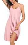 Vlazom Women Nighties, Soft Pleated Nightdress Chemise for Ladies Sexy V Neck Negligee Nightwear A-Pink, M