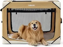 Lesure Collapsible Dog Crate - Portable Dog Travel Crate Kennel for Extra Large Dog, 4-Door Pet Crate with Durable Mesh Windows, Indoor & Outdoor (Yellow)