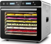 Kwasyo Dehydrator Holds 3.8kg Raw Beef with Large 0.67 m² Drying Space, 8 Stainless Steel 28cmx 30cm Trays, 85°C Food Dehydrator Dryer for Dog Treats, Herbs, Meat, Fruit, and Yogurt, Silver