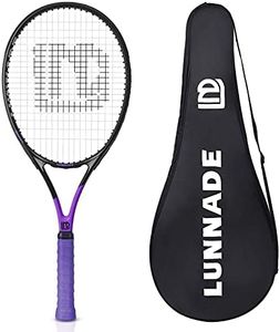 LUNNADE Adults Tennis Racket 27 Inch, Shockproof Carbon Fiber Tennis Racquet Light-Weight, Pre-Strung and Regrip, Suitable for Beginners to Intermediate Players