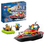 LEGO 60373 City Fire Rescue Boat Toy, Floats on Water, with Jetpack, Dinghy and 3 Minifigures, Everyday Hero Toys for Boys and Girls Aged 5+, Gift Idea
