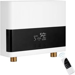 Mini Instant Water Heater 6000W Electric Tankless Water Heater with Remote Control Instant Electric Water Heater Constant Temperature Digital Display for Home Kitchen Bathroom Indoor 220V