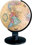 World Globe - Antique Desktop 6" Spinning Globe for Kids and Geography Lovers - Vintage Shading with Plastic Base