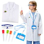 Tacobear Kids Lab Coat with Goggles Personalized ID Card Liquid Dropper Scientist Costume Pretend Role Play Dress Up Accessories Scientist Experiment Toys for Kids Boys Girls