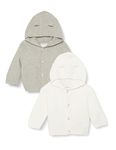 Amazon Essentials Unisex Babies' Hooded Sweater, Pack of 2, Grey Heather/Ivory, 24 Months