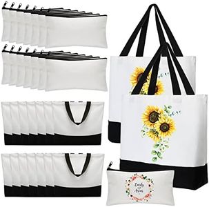 Wesiti 28 Piece Canvas Tote Bags and Makeup Bags Blank Canvas Bags with Handles Cosmetic Bags with Zipper Natural Cotton Tote Bags Reusable Grocery Bags for Women Men Embroidery Crafting DIY, As Shown in the Picture, Large