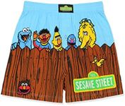 Sesame Street Elmo Cookie Monster Men's Button Fly Boxer Lounge Shorts (XX-Large, Multicolor)