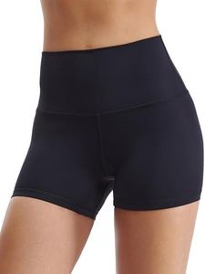 Awwena Wenabutter Women's 2"/4"/6"/8" Biker Shorts High Waist Yoga Gym Shorts Workout Running Volleyball Spandex Yoga Shorts Tummy Control 4'' Black Small