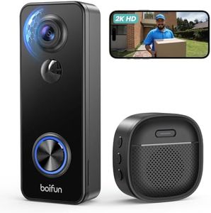 BOIFUN Doorbell Camera Wireless – No Subscription Required, 180° Ultra Wide-Angle, 2K FHD, AI Detection & Alert, HDR Night Vision, Two-Way Audio & Battery Video Doorbell with Chime, 2.4 GHz Wi-Fi Only