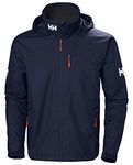 Helly Hansen Mens Crew Hooded Waterproof Jacket, L, Navy