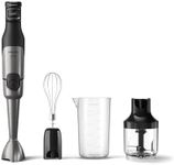 Philips 5000 Series Hand Blender - 1200W Power. ProMix Technology. LED Speed Indicator. Effortless Control. Compact Design. Easy Clean. Beaker, Whisk, Compact chopper (0,5l), Black (HR2683/00)