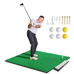 ToVii 5x4ft Golf Hitting Mat | Premium Artificial Turf with Rubber Foam Padding | Golf Mat for Indoor/Outdoor Practice | Come with 2 Rubber Tees, 7 Golf Tees and 6 Golf Balls