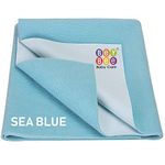 BeyBee Waterproof Quick Dry Sheet for Baby| Bed Pad Anti-Piling Fleece Extra Absorbent Washable Matress Protector| Baby Bed Protector Sheet for Toddler Children, Small Size, 50x70cm, Sea Blue