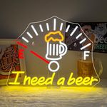 I Need a Beer Neon Sign Beer LED Neon Light Bar Wall Decor for Pub Man Cave Shop Teen Room Game Room Decor Hip Hop Party Neon Signs Wall Decor Party Bedroom Unique Gifts for Wine Lovers