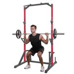 STACOO Squat Rack Cage with Pull Up Bar, Adjustable Power Rack Cage Exercise Squat Stand with Weight Plate Storage Rack Multi-Functional Squat Rack for Home Gym (Red)