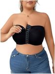 MakeMeChic Women's Plus Size Strapless Bras Solid Front Closure Bandeau Bra Wireless Bralette Black 2XL