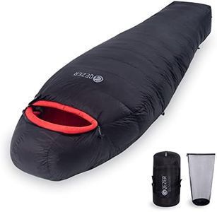 QEZER Winter Sleeping Bag for Adults, Lightweight Down Sleeping Bag -20 Degree C for Cold Weather Camping and Mountaineering Outdoor with 660 FP Duck Down (1000g down, Black)